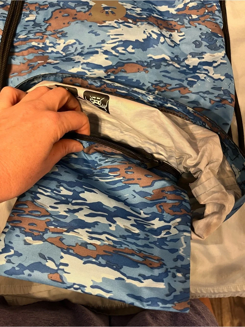 GeckoBrands Blue Camo Waterproof Drawstring Backpack 10L